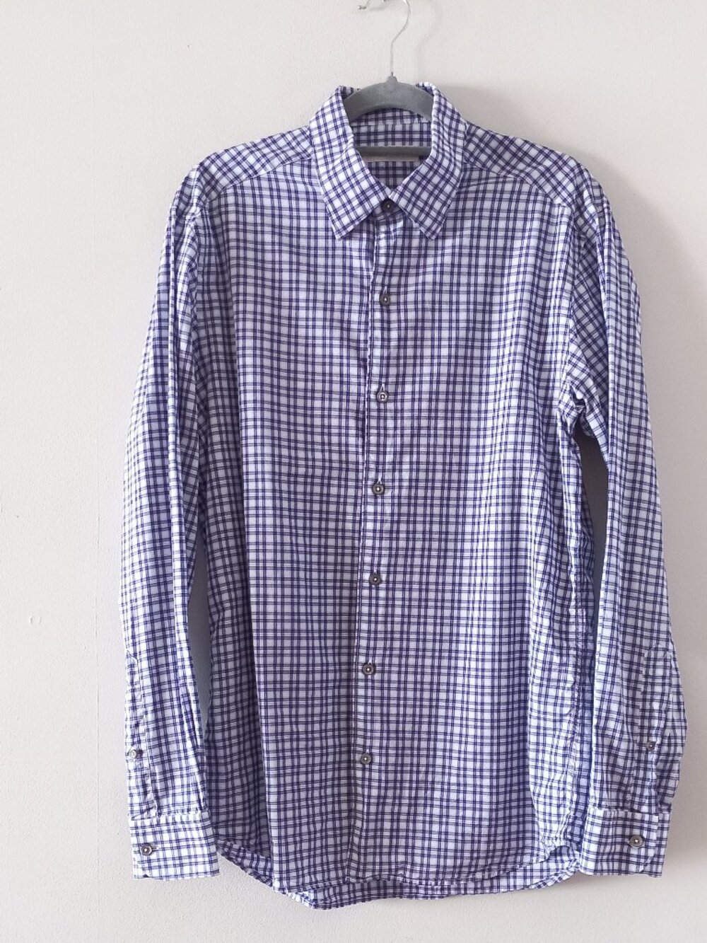 ERMENEGILDO ZEGNA blue plaid shirt M